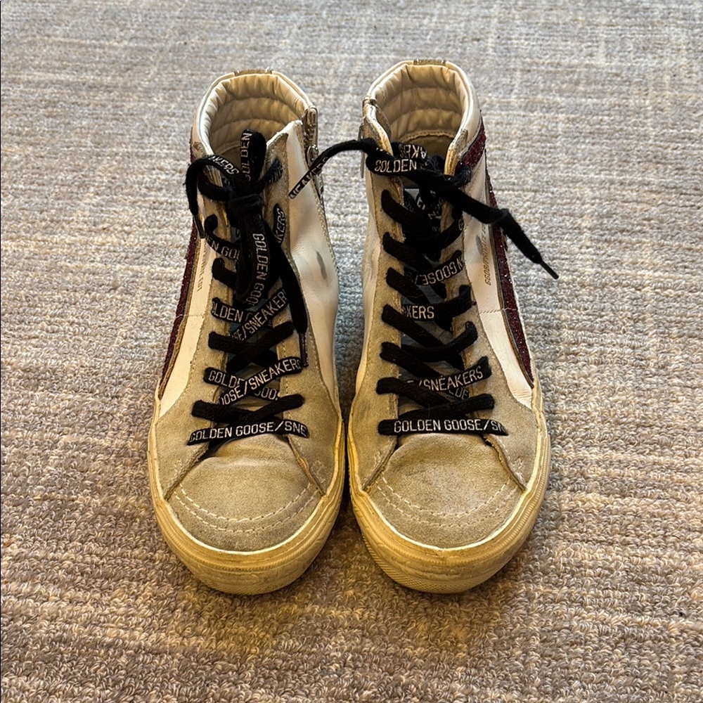 Golden Goose High-Tops with Black and Cream Accents